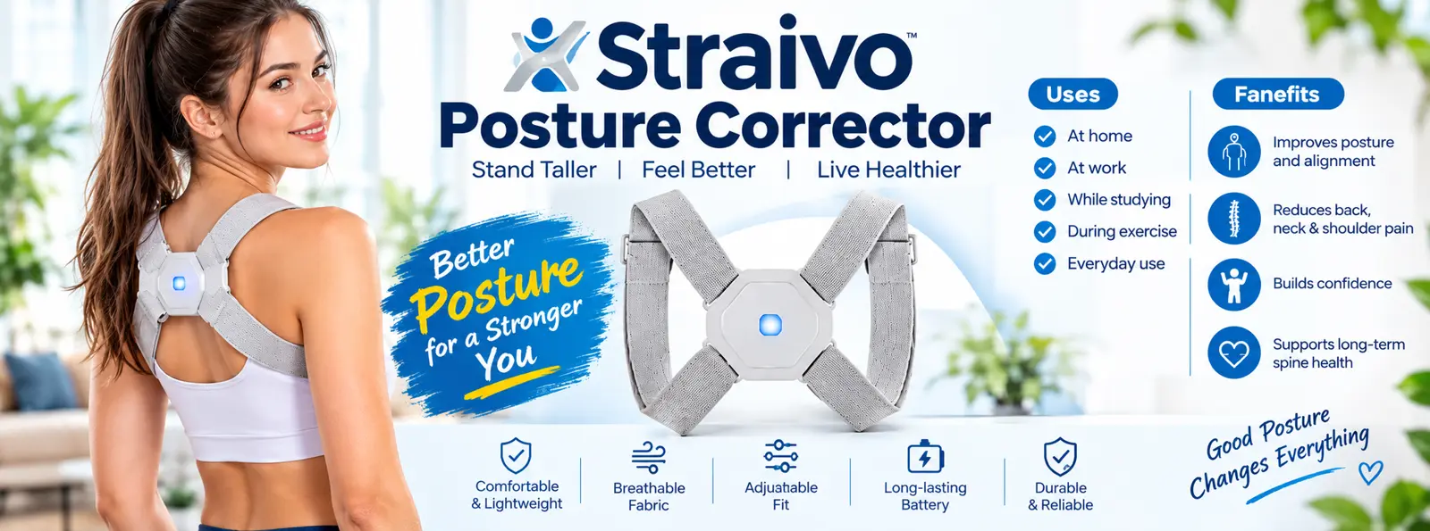 Straivo Posture Corrector — Stand taller, feel better, live healthier